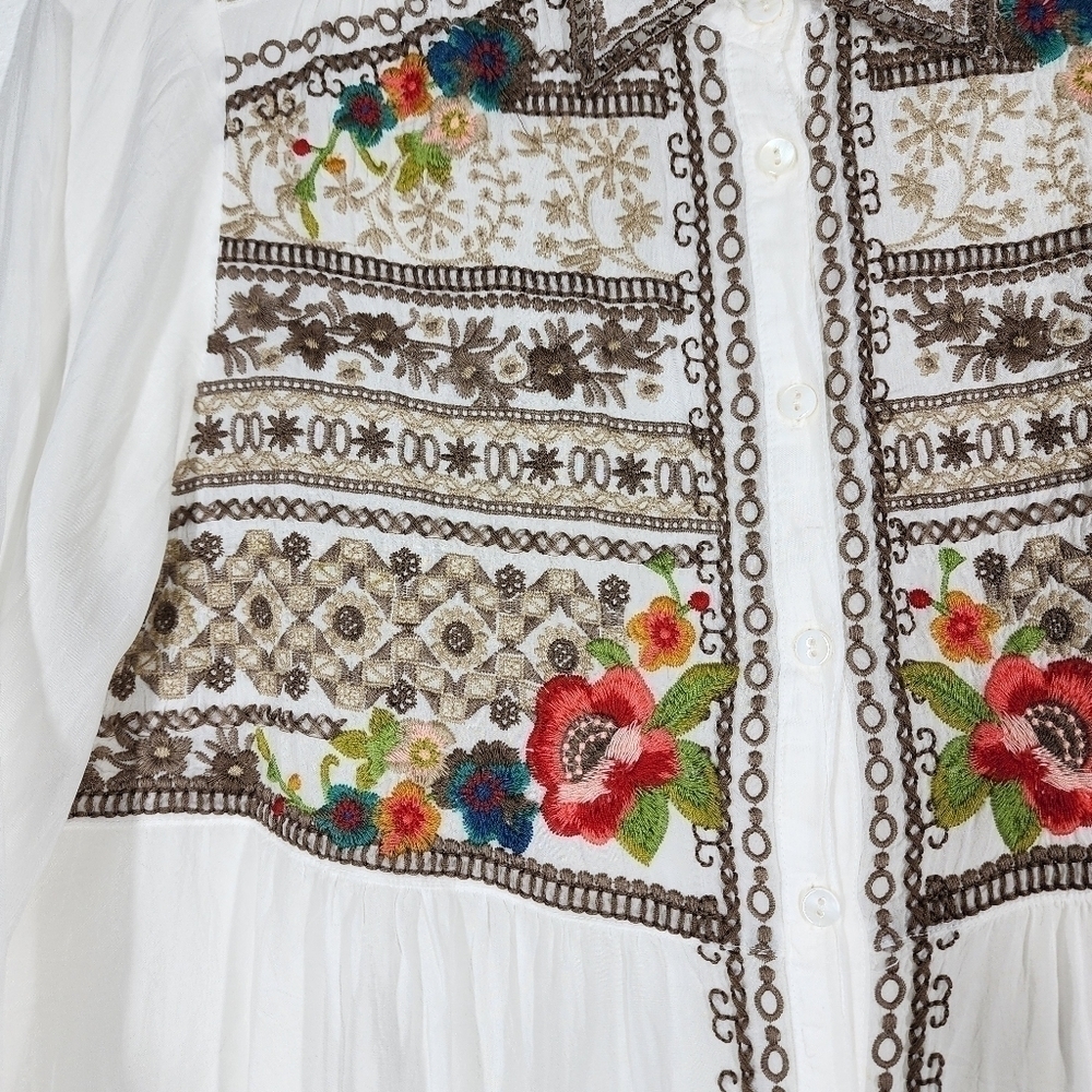 JOHNNY WAS BUTTON FRONT EMBROIDERED SHIRT - Picture 5 of 9